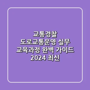 교통경찰 도로교통운영 실무: 교육과정 완벽 가이드 (2024 최신)