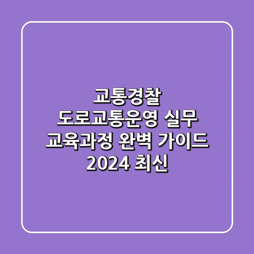 교통경찰 도로교통운영 실무: 교육과정 완벽 가이드 (2024 최신)