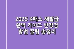 2025 K패스 재발급 완벽 가이드: 변경점, 방법, 꿀팁 총정리