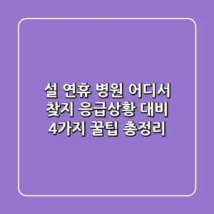 설 연휴 병원 어디서 찾지? 응급상황 대비 4가지 꿀팁 총정리