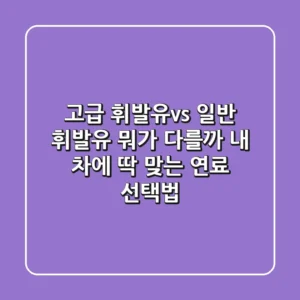고급 휘발유vs 일반 휘발유, 뭐가 다를까? 내 차에 딱 맞는 연료 선택법!
