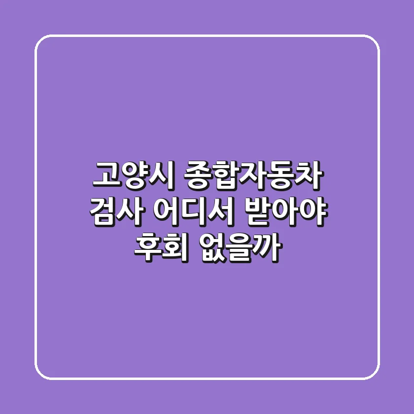 고양시 종합자동차 검사, 어디서 받아야 후회 없을까?