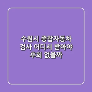 수원시 종합자동차 검사, 어디서 받아야 후회 없을까?