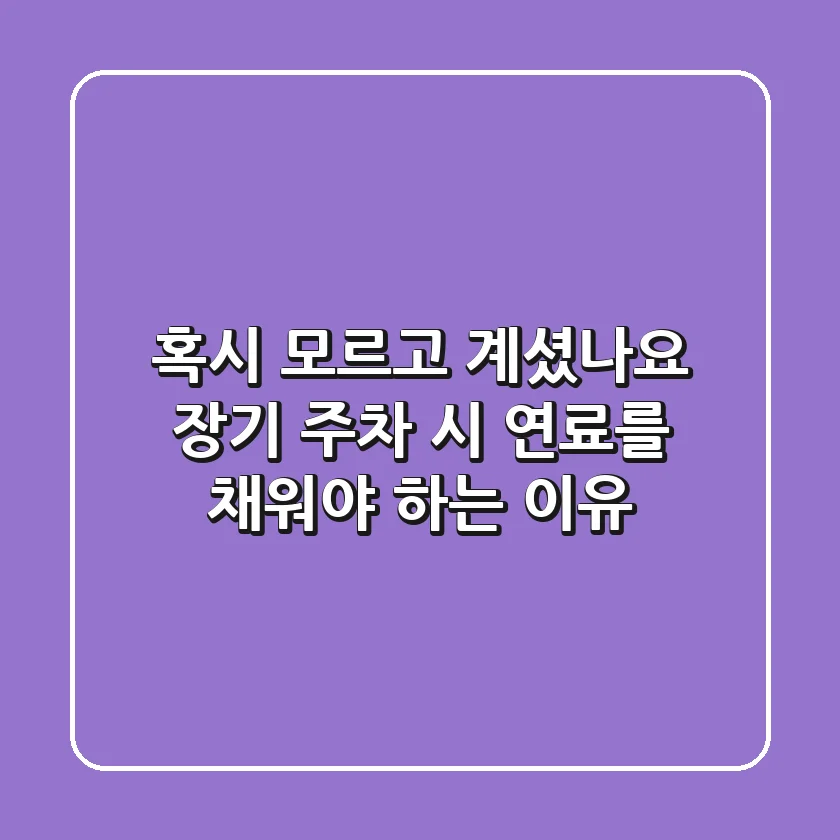 혹시 모르고 계셨나요? 장기 주차 시 연료를 채워야 하는 이유!