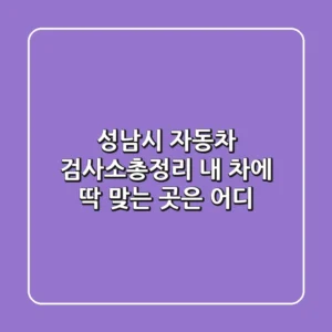 성남시 자동차 검사소총정리! 내 차에 딱 맞는 곳은 어디?