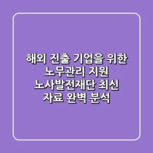 해외 진출 기업을 위한 노무관리 지원: 노사발전재단 최신 자료 완벽 분석!