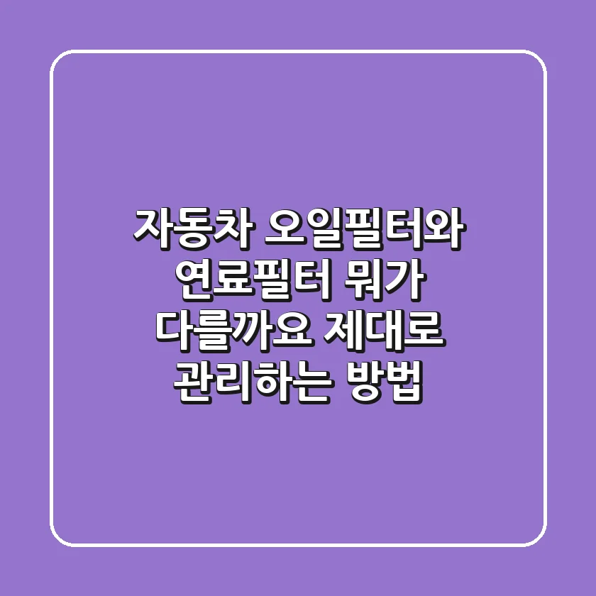 자동차 오일필터와 연료필터, 뭐가 다를까요? 제대로 관리하는 방법!