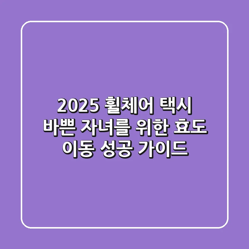 2025 휠체어 택시: 바쁜 자녀를 위한 '효도 이동' 성공 가이드