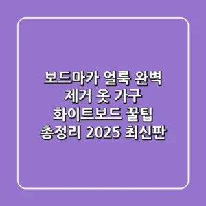보드마카 얼룩 완벽 제거: 옷, 가구, 화이트보드 꿀팁 총정리 (2025 최신판)