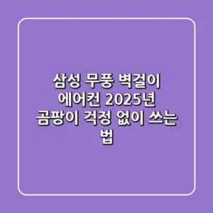 삼성 무풍 벽걸이 에어컨, 2025년 곰팡이 걱정 없이 쓰는 법