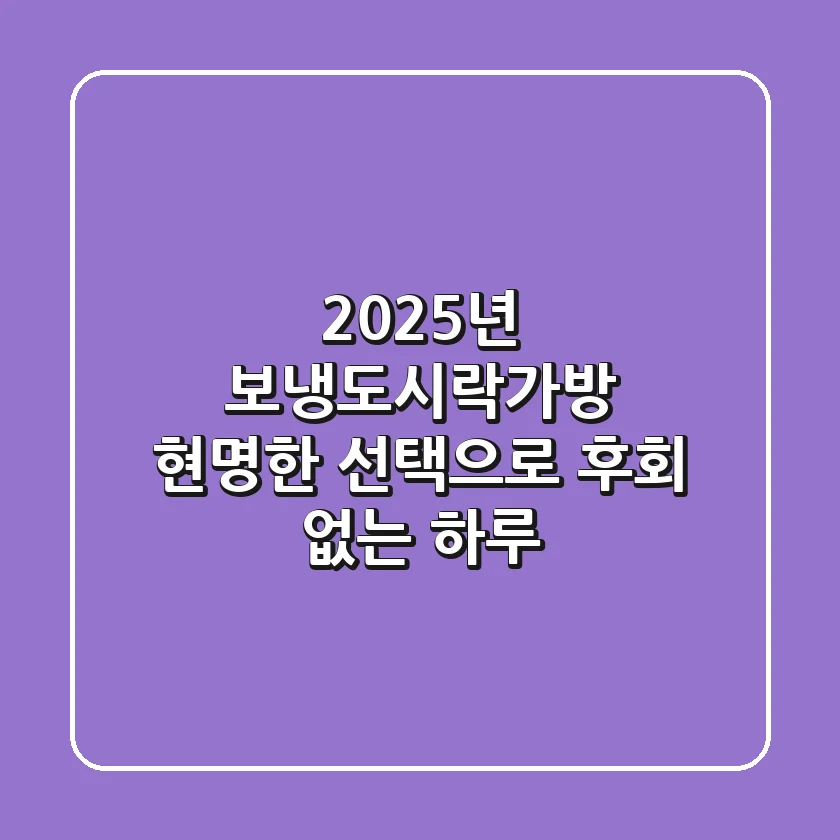 2025년 보냉도시락가방, 현명한 선택으로 후회 없는 하루!