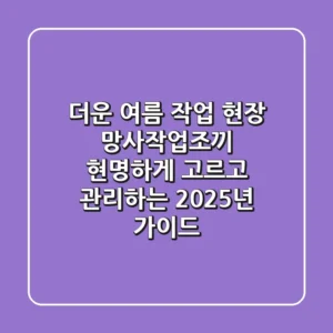 더운 여름 작업 현장, 망사작업조끼 현명하게 고르고 관리하는 2025년 가이드 ☀️