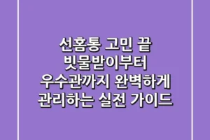 선홈통 고민 끝! 빗물받이부터 우수관까지 완벽하게 관리하는 실전 가이드