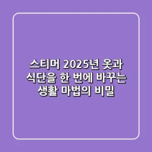 스티머, 2025년 옷과 식단을 한 번에 바꾸는 생활 마법의 비밀