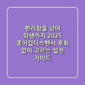 편리함을 넘어 위생까지, 2025 종이컵디스펜서, 후회 없이 고르는 실전 가이드