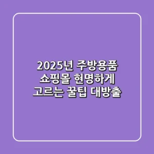 2025년 주방용품 쇼핑몰, 현명하게 고르는 꿀팁 대방출!