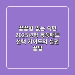 꿉꿉함 없는 숙면, 2025년형 통풍매트 선택 가이드와 실전 꿀팁