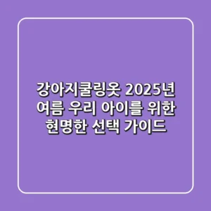 강아지쿨링옷, 2025년 여름 우리 아이를 위한 현명한 선택 가이드