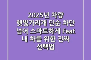 2025년 차량 햇빛가리개, 단순 차단 넘어 스마트하게! (Feat. 내 차를 위한 진짜 선택법)