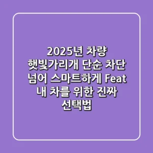 2025년 차량 햇빛가리개, 단순 차단 넘어 스마트하게! (Feat. 내 차를 위한 진짜 선택법)
