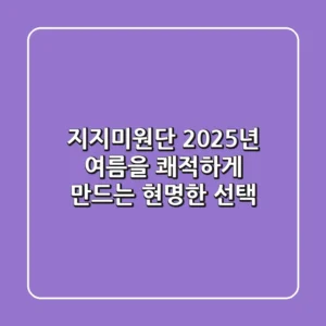 지지미원단, 2025년 여름을 쾌적하게 만드는 현명한 선택!