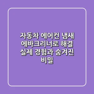 자동차 에어컨 냄새, 에바크리너로 해결? 실제 경험과 숨겨진 비밀