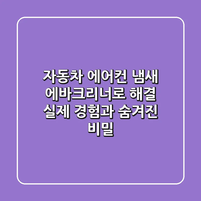 자동차 에어컨 냄새, 에바크리너로 해결? 실제 경험과 숨겨진 비밀