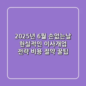 2025년 6월 손없는날, 현실적인 이사·개업 전략 (비용 절약 꿀팁!)
