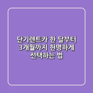 단기렌트카, 한 달부터 3개월까지 현명하게 선택하는 법