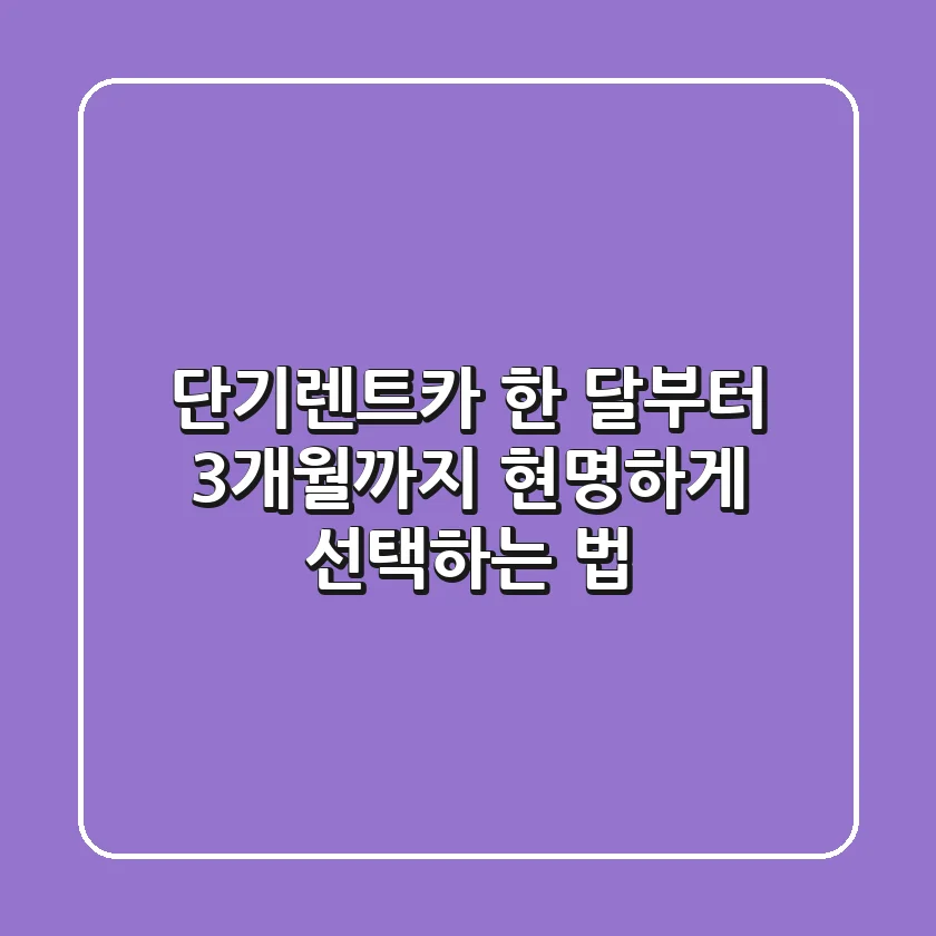단기렌트카, 한 달부터 3개월까지 현명하게 선택하는 법
