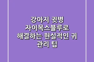 강아지 귓병, 자이목스블루로 해결하는 현실적인 귀 관리 팁