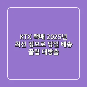 KTX 택배, 2025년 최신 정보로 당일 배송 꿀팁 대방출!