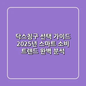 닥스침구 선택 가이드: 2025년 스마트 소비 트렌드 완벽 분석