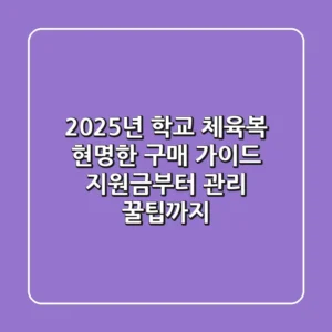 2025년 학교 체육복 현명한 구매 가이드, 지원금부터 관리 꿀팁까지!