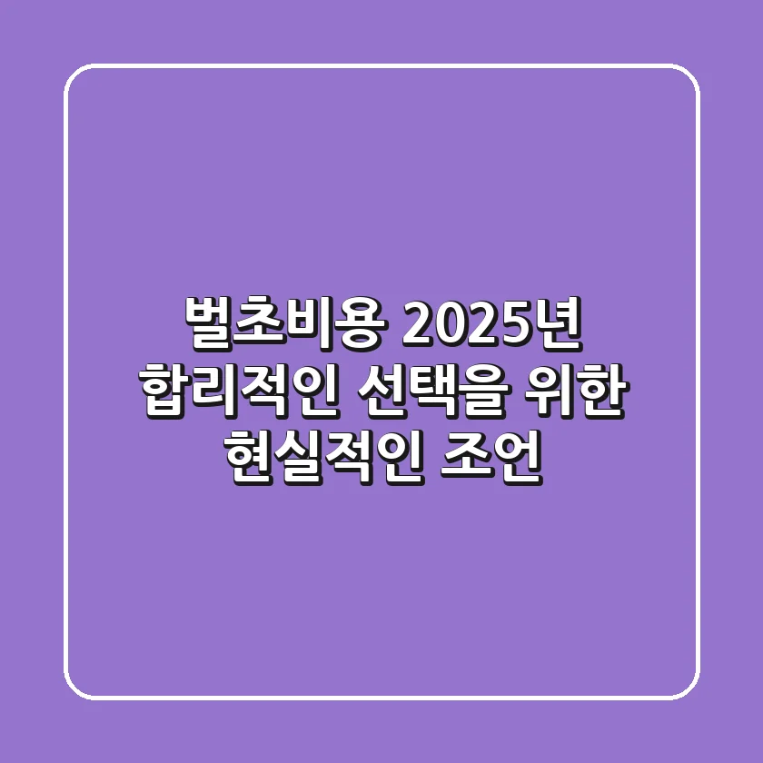 벌초비용, 2025년 합리적인 선택을 위한 현실적인 조언