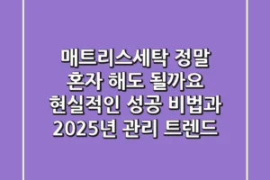 매트리스세탁, 정말 혼자 해도 될까요? 현실적인 성공 비법과 2025년 관리 트렌드