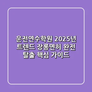 운전연수학원 2025년 트렌드: 장롱면허 완전 탈출 핵심 가이드