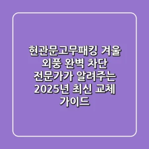 현관문고무패킹, 겨울 외풍 완벽 차단! 전문가가 알려주는 2025년 최신 교체 가이드