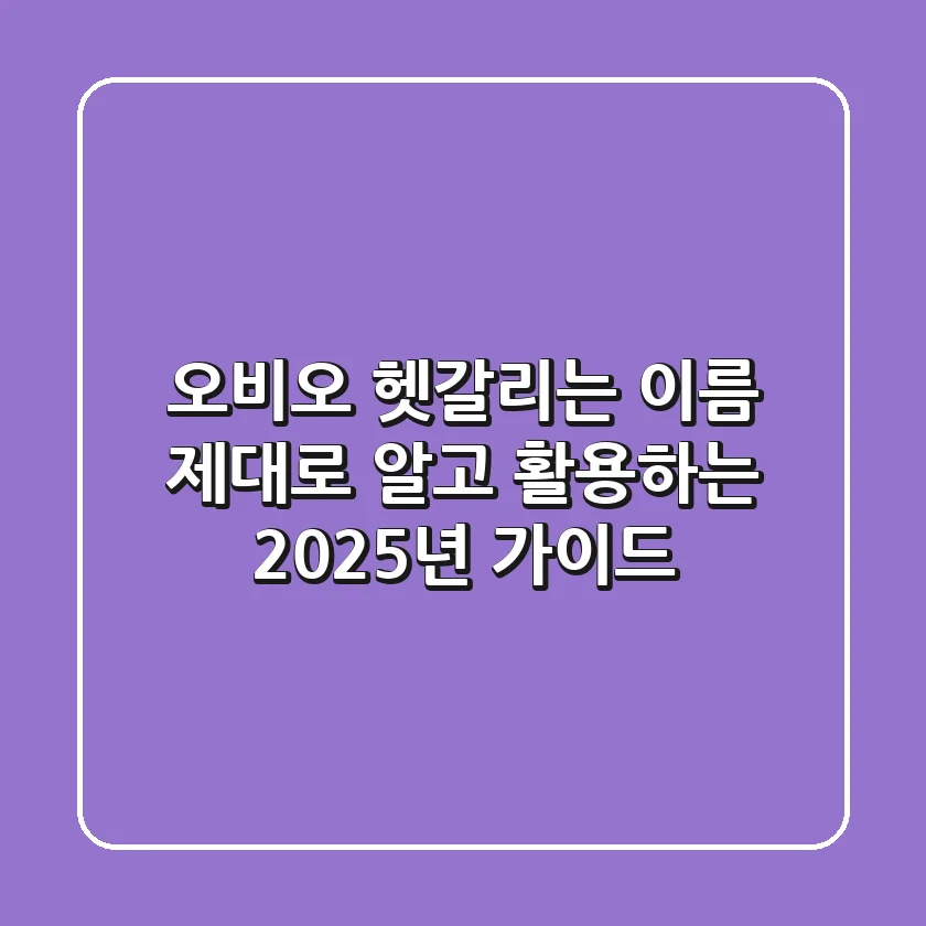 오비오: 헷갈리는 이름, 제대로 알고 활용하는 2025년 가이드