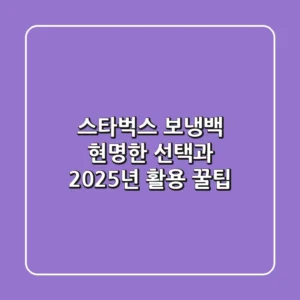 스타벅스 보냉백, 현명한 선택과 2025년 활용 꿀팁
