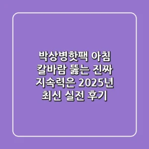 박상병핫팩 아침, 칼바람 뚫는 진짜 지속력은? 2025년 최신 실전 후기