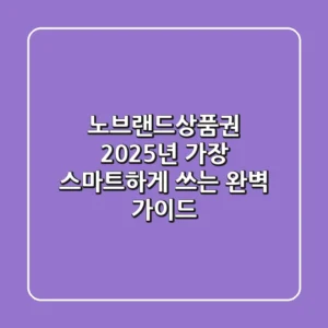 노브랜드상품권, 2025년 가장 스마트하게 쓰는 완벽 가이드