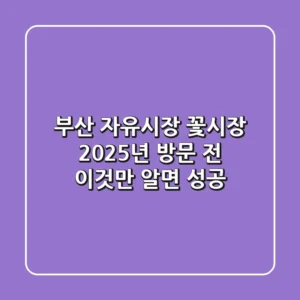 부산 자유시장 꽃시장, 2025년 방문 전 ‘이것’만 알면 성공!
