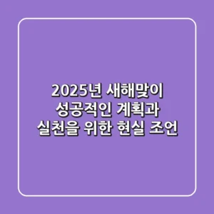 2025년 새해맞이, 성공적인 계획과 실천을 위한 현실 조언