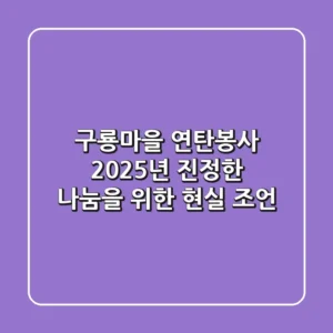 구룡마을 연탄봉사, 2025년 진정한 나눔을 위한 현실 조언