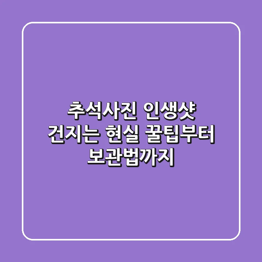추석사진, 인생샷 건지는 현실 꿀팁부터 보관법까지