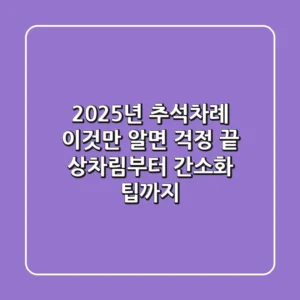 2025년 추석차례, 이것만 알면 걱정 끝! 상차림부터 간소화 팁까지