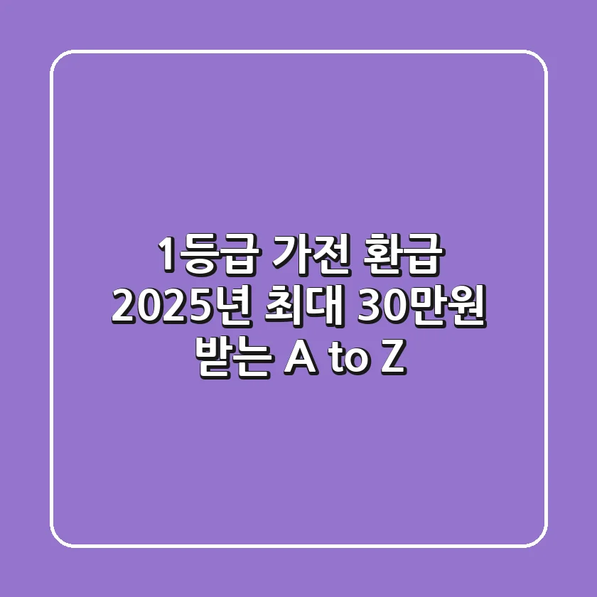 1등급 가전 환급, 2025년 최대 30만원 받는 A to Z