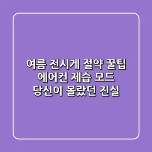 여름 전시게 절약 꿀팁: 에어컨 제습 모드, 당신이 몰랐던 진실!