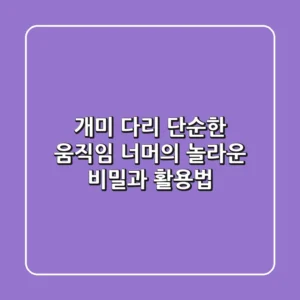 개미 다리, 단순한 움직임 너머의 놀라운 비밀과 활용법